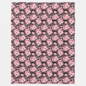 Floral Black Pink Cherry Blossom Sakura Fleecedecke (Vorderseite)