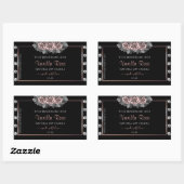 Floral Black Product Labels Rose Gold Frame Juwele Rechteckiger Aufkleber (Blatt)