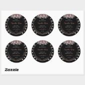 Floral Black Product Labels Rose Gold Frame Juwele Runder Aufkleber (Blatt)