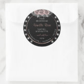 Floral Black Product Labels Rose Gold Frame Juwele Runder Aufkleber (Tasche)