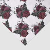 Floral Black Raven on White Decoupage Seidenpapier (Detail)