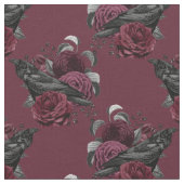 Floral Black Raven on Wine Stoff (Nahaufnahme)