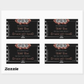 Floral Black Red Silver Product Labels Jewels Logo Rechteckiger Aufkleber (Blatt)