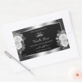 Floral Black Silver Product Label White Roses Logo Rechteckiger Aufkleber (Umschlag)