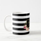 Floral Black Stripes Brautparty Kaffeetasse (Links)