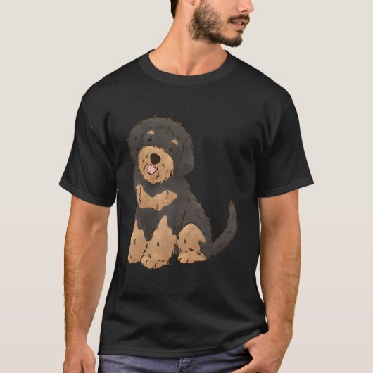 Floral Black und Tan Aussiedoodle Liebhaber Aussie T-Shirt (Vorderseite)