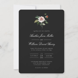 Floral Black Wedding Einladung