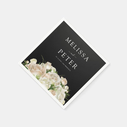 Floral Black Wedding Serviette (Ecke)
