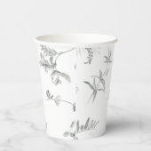Floral Black & White Botanical Line Art Cup Pappbecher (Rechts)
