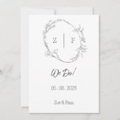 Floral Black & White Botanical Line Art Invitation Einladung (Vorderseite)