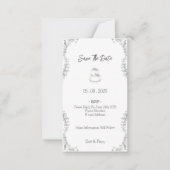 Floral Black & White Botanical Line Save The Date Mitteilungskarte (Vorderseite)