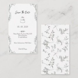 Floral Black & White Botanical Line Save The Date Mitteilungskarte