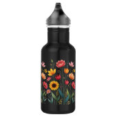 Floral Black Wiederverwendbare Wasser Flasche Edelstahlflasche (Rechts)