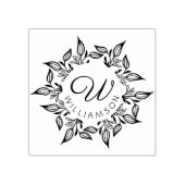 Floral Blätter Botanischer Zirkulär Name und Monog Gummistempel (Prägung)