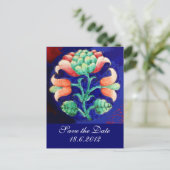 FLORAL, blau rosa grün Ankündigungspostkarte (Stehend Vorderseite)