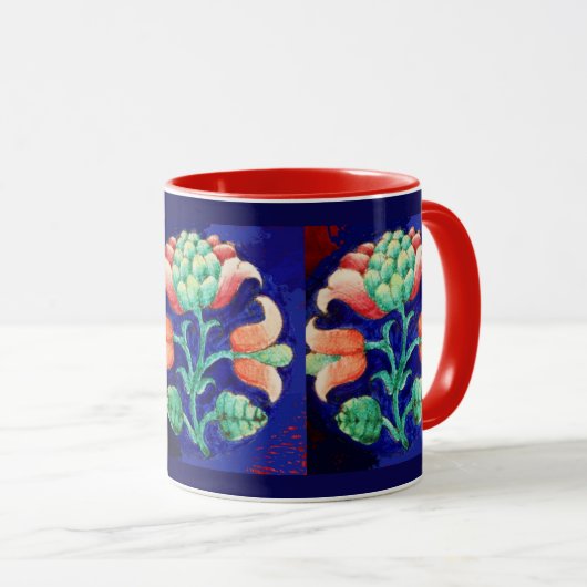 FLORAL, blau rosa grün Tasse (VorderseiteRechts)