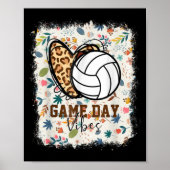 Floral Bleached Volleyball Game Day Vibes Volleyba Poster (Vorne)