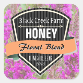 Floral Blend Personalisiert Honey Jar Quadratischer Aufkleber