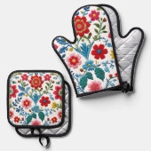 "Floral Bliss Apron – Brighten Up Your Kitchen!" Ofenhandschuh & Topflappen-Set (Vorderseite/Rückseite)