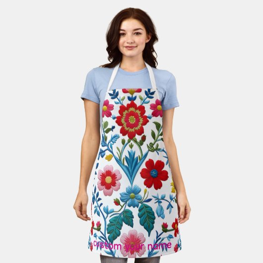 "Floral Bliss Schürze – Erhellen Sie Ihre Küche!" (Getragen)
