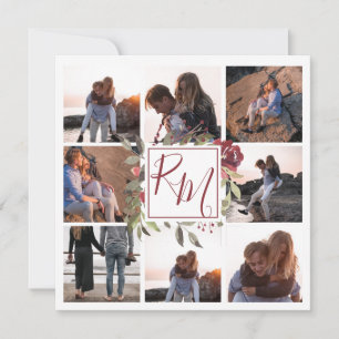 Floral Block Monogram Burgundy Floral Multi Foto Save The Date