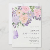 Floral bloom butterfly baby shower einladung (Vorderseite)
