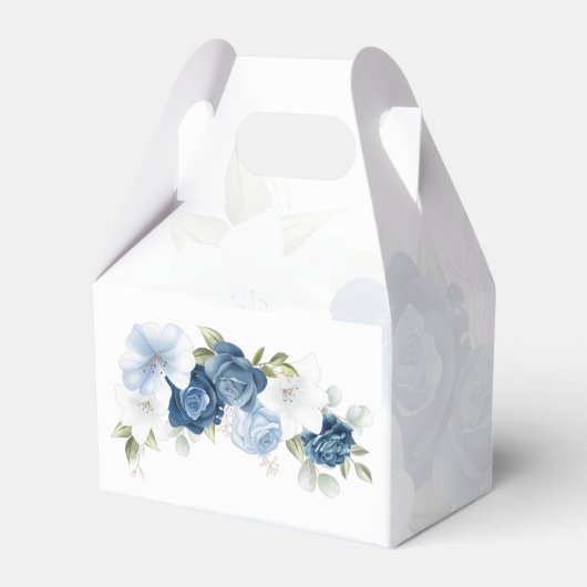 Floral Bloom Dusty Blue Eukalyptus Botanisch Geschenkschachtel (Rückseite)