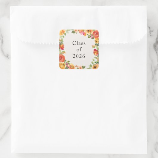 Floral Bloom Frame Class of 2026 Custom Sticker (Tasche)