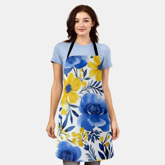 Floral Bloom Kitchen Schürze (Getragen)
