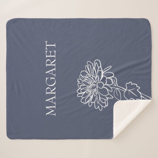 Floral Bloom Minimalist Lines Custom Background Sherpadecke (Vorderseite (Horizontal))