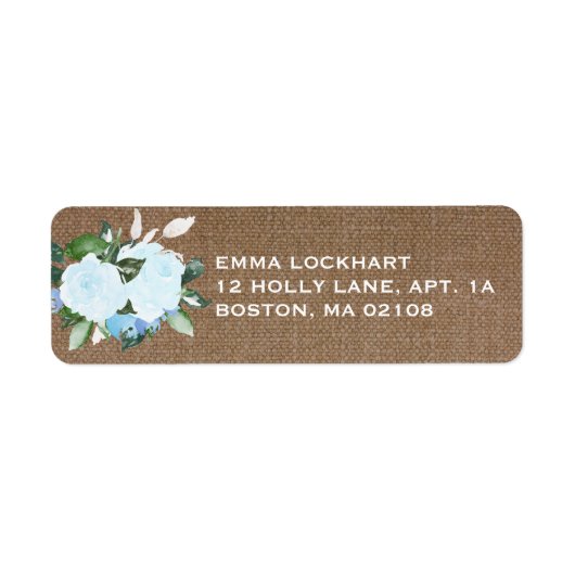 Floral Blooms Burlap-Rücksendeadresse (Vorne)