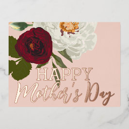 Floral Blooms glücklich Muttertag Real Gold Folien Feiertagspostkarte