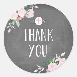 Floral Blooms Religious Dankeschön Sticker Chalkbo