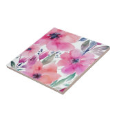 Floral Blossoms | Watercolor Pink Flowers Painted Fliese (Seite)