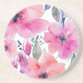 Floral Blossoms | Watercolor Pink Flowers Painted Getränkeuntersetzer (Vorne)