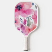 Floral Blossoms | Watercolor Pink Flowers Painted Pickleball Schläger (Rückseite)