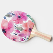 Floral Blossoms | Watercolor Pink Flowers Painted Tischtennis Schläger (Seitenansicht)
