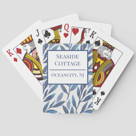 Floral Blue Airbnb Custom Vacation Rental Spielkarten (Rückseite)