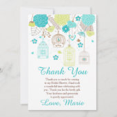 Floral Blue and Green Bridal Shower  Dankeskarte (Vorderseite)