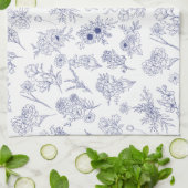 Floral Blue and White Classical Tea Towel Geschirrtuch (Gefaltet)