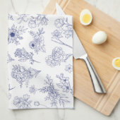 Floral Blue and White Classical Tea Towel Geschirrtuch (Viertel Falte)