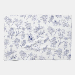 Floral Blue and White Classical Tea Towel Geschirrtuch
