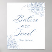 Floral Blue Baby Dusche Gefallen Poster (Vorne)