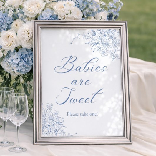 Floral Blue Baby Dusche Gefallen Poster