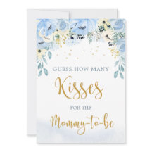 Floral Blue Baby Dusche schätzt wie viele Kisses G