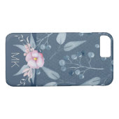Floral Blue Berry Wasserfarbe mit Monogramm Case-Mate iPhone Hülle (Rückseite (Horizontal))