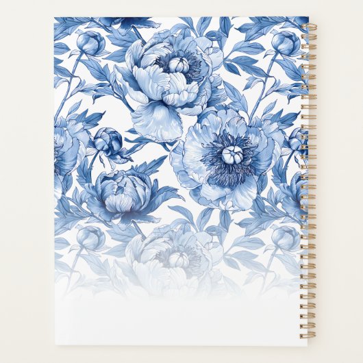 Floral Blue Blume Muster Script-Trauzeugin Planer (Rückseite)