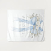 Floral Blue Bow Baby Boy Shower Wandteppich (Vorderseite (Horizontal))