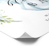 Floral Blue Bow Bouqet Bar Poster (Ecke)