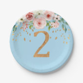 Floral Blue Boy Paper Plate Pappteller (Vorderseite)